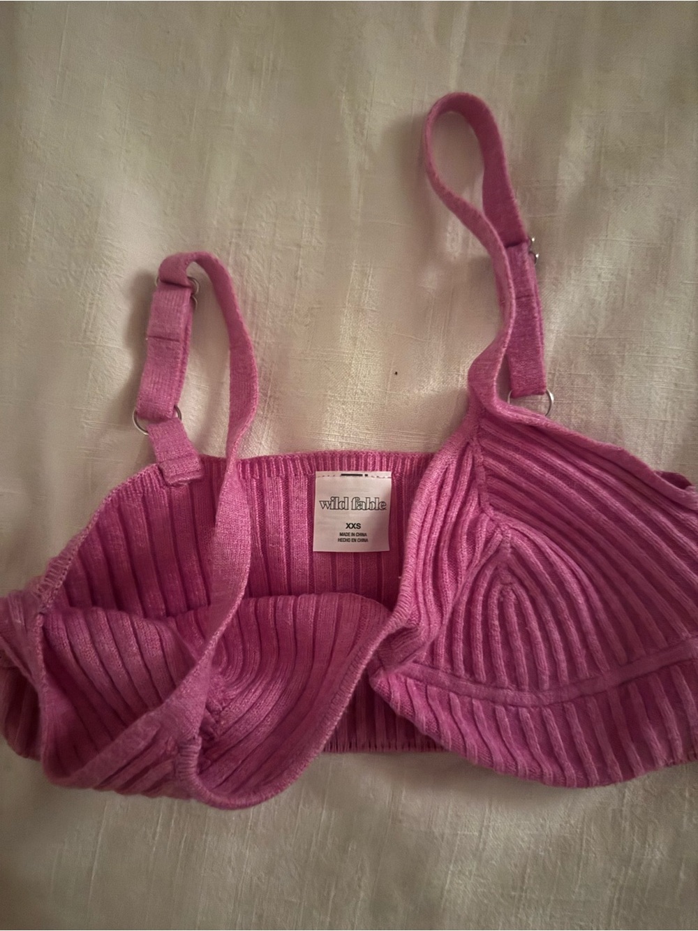 Women's Ribbed Bralette - Pink - Picture 2 of 3